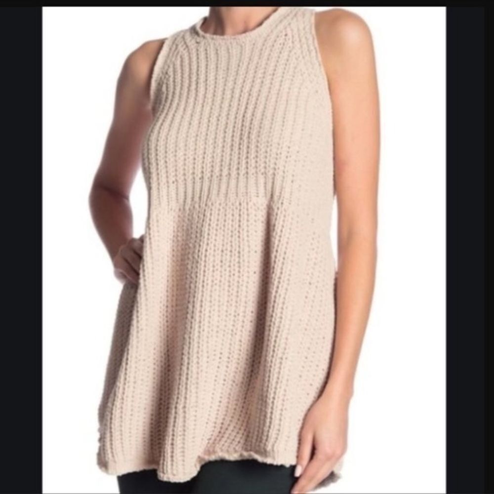 POL Chenille Chunky Knit Tunic Sleeveless Sweater Tank‎ Top small